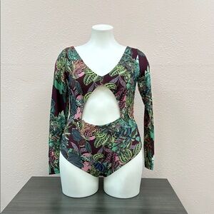 PatBO Multicolor Leaf Print One Piece Swimsuit